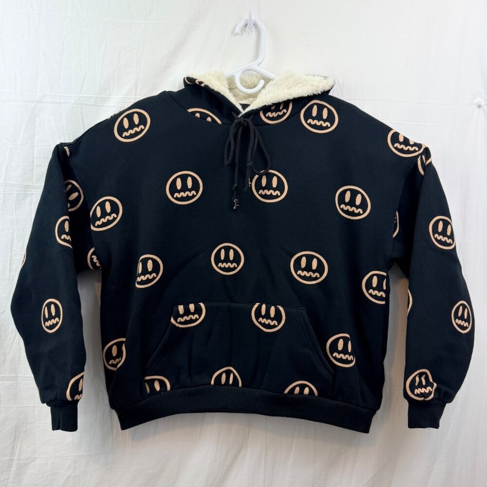 Faux Fur Lined Pullover Hoodie Women S Black Beaster Streetwear Graphic